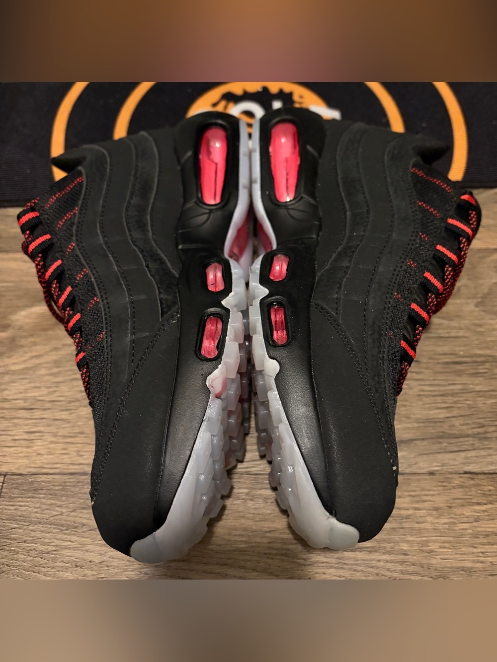 Size 9.5 Nike Air Max 95 Red and Black w/ clear soles